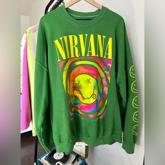 Urban Outfitters Tops New Urban Outfitters Nirvana Smile Overdyed